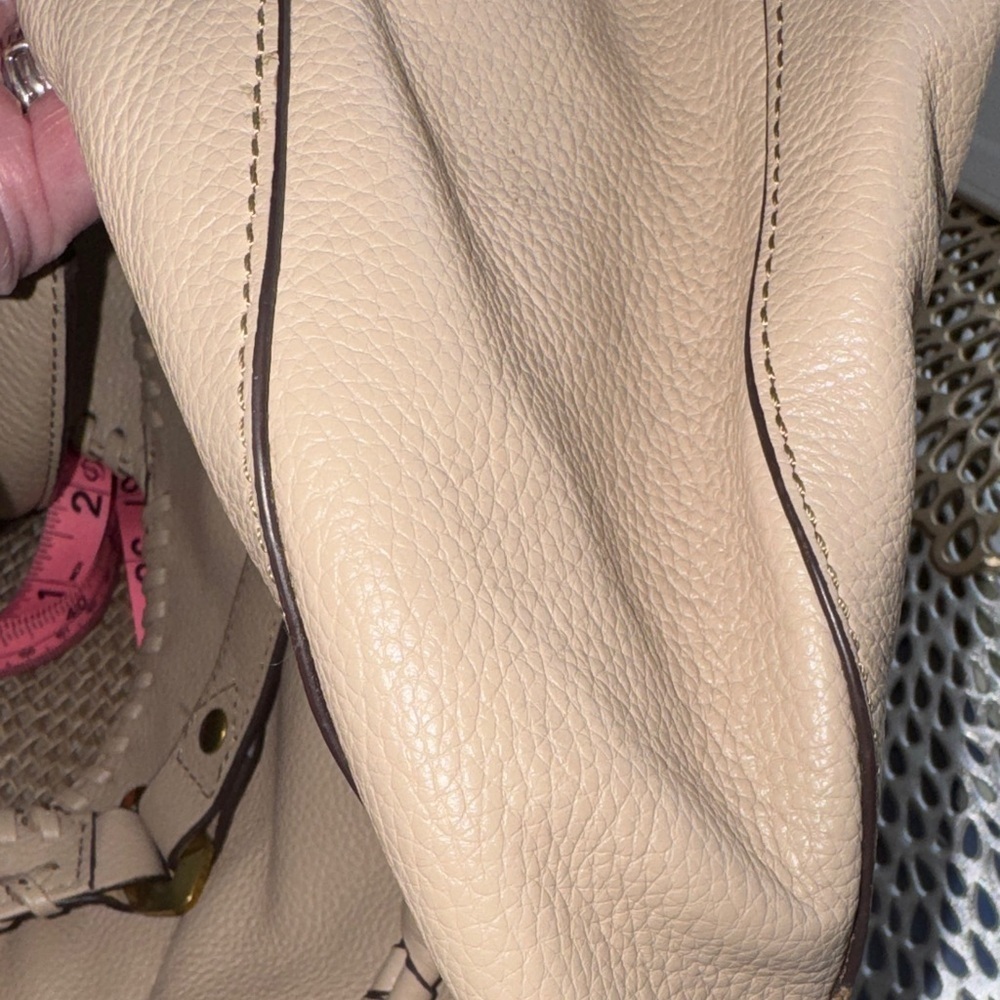 orYANY Taupe Leather Hobo Bag with Gold Details and whipstitching - Picture 13 of 13